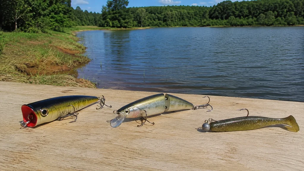 Qual a melhor isca artificial para tucunaré: popper, jerkbait e jig lado a lado na caixa de pesca