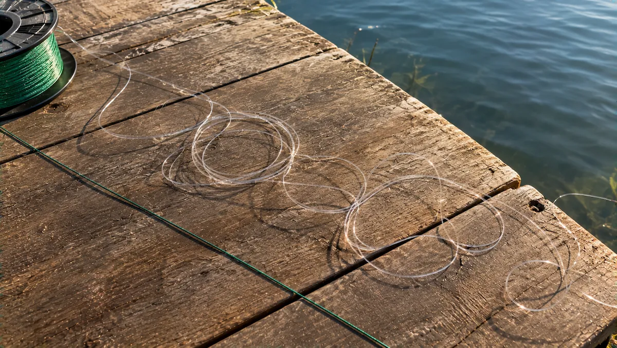 Qual a melhor linha de pesca para molinete: nylon novo formando cachos de memória ao lado de trançada reta sobre uma tábua de píer